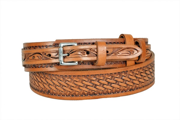 Genuine Leather Western Hand Tooled Ranger Belt 30HQ015