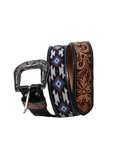 Handmade Western Rodeo Heavy Duty Beaded Full-Grain Leather Belt Unisex with Removable Buckle 30IS102