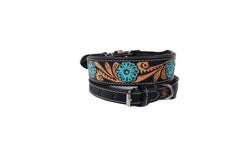 Western Style Hand Tooled Hand Finished Leather Dog Collar With Padded Soft Lining 10IS101