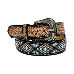 Handmade Western Rodeo Heavy Duty Beaded Full-Grain Leather Belt Unisex with Removable Buckle  30IS101