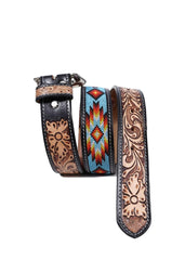 Handmade Western Rodeo Heavy Duty Beaded Full-Grain Leather Belt Unisex with Removable Buckle  30IS103