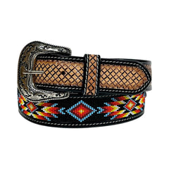 Handmade Western Rodeo Heavy Duty Beaded Full-Grain Leather Belt Unisex with Removable Buckle  30IS104