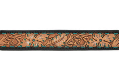 Western Style Hand Tooled Hand Finished Leather Dog Collar With Padded Soft Lining 10AB151