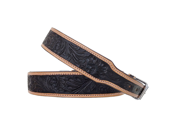 Western Style Hand Tooled Hand Finished Leather Dog Collar With Padded Soft Lining 10AB157