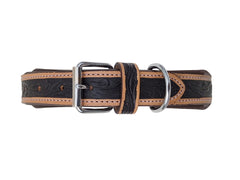 Western Style Hand Tooled Hand Finished Leather Dog Collar With Padded Soft Lining 10AB157