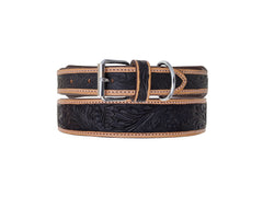 Western Style Hand Tooled Hand Finished Leather Dog Collar With Padded Soft Lining 10AB157