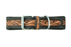 Western Style Hand Tooled Hand Finished Leather Dog Collar With Padded Soft Lining 10AB139