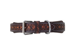 Western Style Hand Tooled Hand Finished Leather Dog Collar With Padded Soft Lining 10AB147