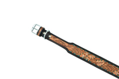 Western Style Hand Tooled Hand Finished Leather Dog Collar With Padded Soft Lining 10AB151