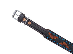 Western Style Hand Tooled Hand Finished Leather Dog Collar With Padded Soft Lining 10AB154