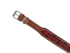 Western Style Hand Tooled Hand Finished Leather Dog Collar With Padded Soft Lining 10AB150