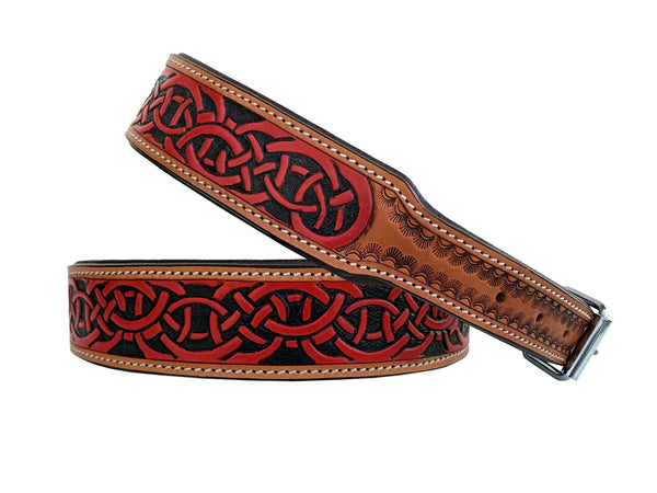 Western Style Hand Tooled Hand Finished Leather Dog Collar With Padded Soft Lining 10AB150