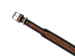 Western Style Hand Tooled Hand Finished Leather Dog Collar With Padded Soft Lining 10AB153