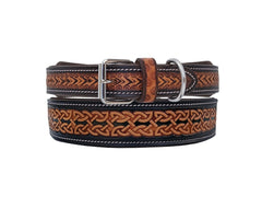 Western Style Hand Tooled Hand Finished Leather Dog Collar With Padded Soft Lining 10AB153