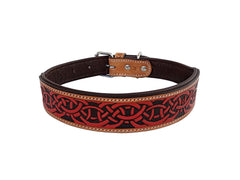 Western Style Hand Tooled Hand Finished Leather Dog Collar With Padded Soft Lining 10AB150