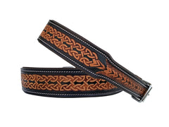 Western Style Hand Tooled Hand Finished Leather Dog Collar With Padded Soft Lining 10AB153