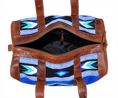 Personalizable Unisex Men’s/Women's Western Handwoven Wool and Leather Duffle Bag 20IS304