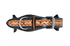 Western Style Hand Tooled Hand Finished Leather Dog Collar With Padded Soft Lining 10IS104