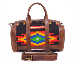 Personalizable Unisex Men’s/Women's Western Handwoven Wool and Leather Duffle Bag 20IS306