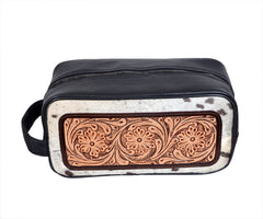 Handcrafted Cowhide Western Bag – Leather Shaving and Makeup Bag, Tooled Bag, Waterproof Lining, Toiletry Organizer 20IS302