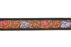 Western Style Hand Tooled Hand Finished Leather Dog Collar With Padded Soft Lining 10AB144