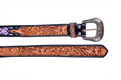 Handmade Western Beaded Belt Heavy Duty Full-Grain Leather Unisex with Removable Buckle  30IS110