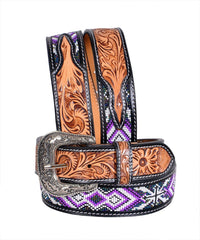 Handmade Western Beaded Belt Heavy Duty Full-Grain Leather Unisex with Removable Buckle  30IS110