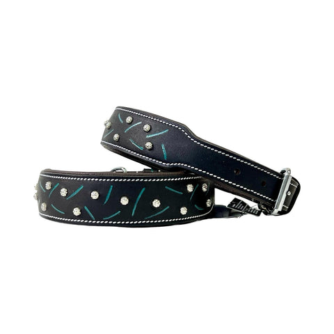 Western Style Hand Tooled Hand Finished Leather Dog Collar With Padded Soft Lining 10AB146