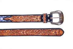 Handmade Western Beaded Belt Heavy Duty Full-Grain Leather Unisex with Removable Buckle  30IS112