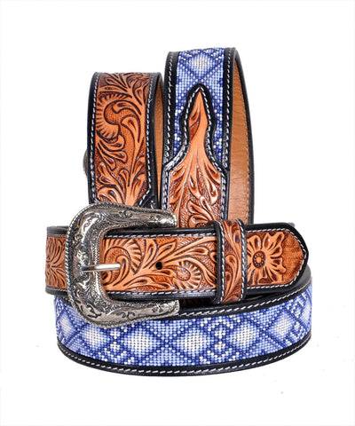 Handmade Western Beaded Belt Heavy Duty Full-Grain Leather Unisex with Removable Buckle  30IS112