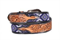 Handmade Western Beaded Belt Heavy Duty Full-Grain Leather Unisex with Removable Buckle  30IS113