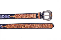 Handmade Western Beaded Belt Heavy Duty Full-Grain Leather Unisex with Removable Buckle  30IS113