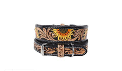 Western Style Hand Tooled Hand Finished Leather Dog Collar With Padded Soft Lining 10IS102