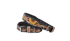 Western Style Hand Tooled Hand Finished Leather Dog Collar With Padded Soft Lining 10IS102