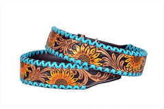 Western Style Hand Tooled Hand Finished Leather Dog Collar With Padded Soft Lining 10IS105