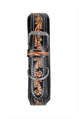 Western Style Beaded and Tooled Leather Dog Collar With Padded Soft Lining 10IS013