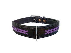 Western Style Hand Tooled Hand Finished Leather Dog Collar With Padded Soft Lining 10AB159