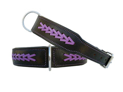 Western Style Hand Tooled Hand Finished Leather Dog Collar With Padded Soft Lining 10AB159