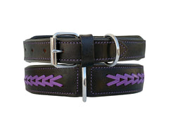 Western Style Hand Tooled Hand Finished Leather Dog Collar With Padded Soft Lining 10AB159