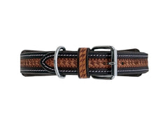 Western Style Hand Tooled Hand Finished Leather Dog Collar With Padded Soft Lining 10AB164