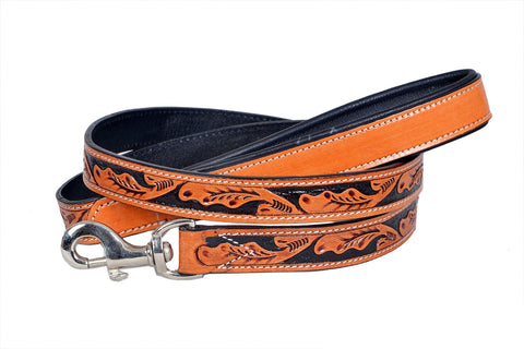 Western Style Hand Tooled Leather Dog Leash/ Dog Lead 10IS501