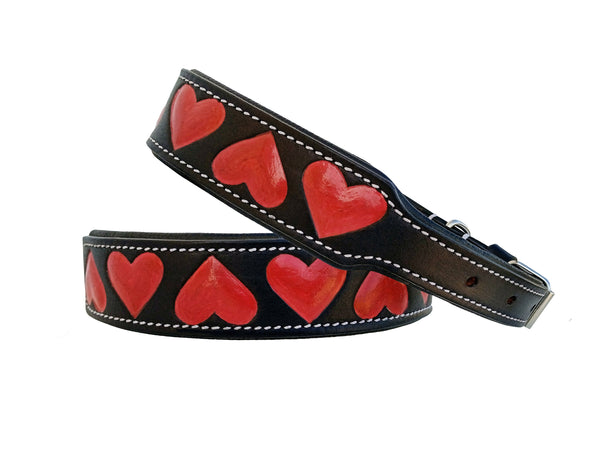 Western Style Hand Tooled Hand Finished Leather Dog Collar With Padded Soft Lining 10AB162