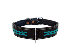 Western Style Hand Tooled Hand Finished Leather Dog Collar With Padded Soft Lining 10AB158