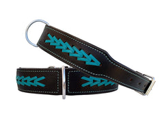 Western Style Hand Tooled Hand Finished Leather Dog Collar With Padded Soft Lining 10AB158