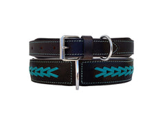 Western Style Hand Tooled Hand Finished Leather Dog Collar With Padded Soft Lining 10AB158