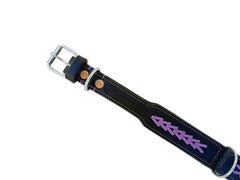 Western Style Hand Tooled Hand Finished Leather Dog Collar With Padded Soft Lining 10AB159