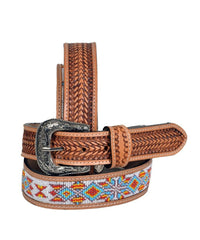 Personalizable Handmade Western Rodeo Heavy Duty Beaded Full-Grain Leather Belt Unisex with Removable Buckle  30HQ115