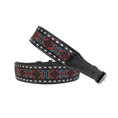 Western Style Beaded and Tooled Leather Dog Collar With Padded Soft Lining 10IS016