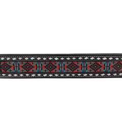 Western Style Beaded and Tooled Leather Dog Collar With Padded Soft Lining 10IS016