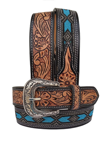 Handmade Western Beaded Belt Heavy Duty Full-Grain Leather Unisex with Removable Buckle  30IS115